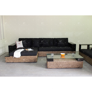 High Standard Wicker Furniture Water Hyacinth Sofa Set for Indoor Living Room